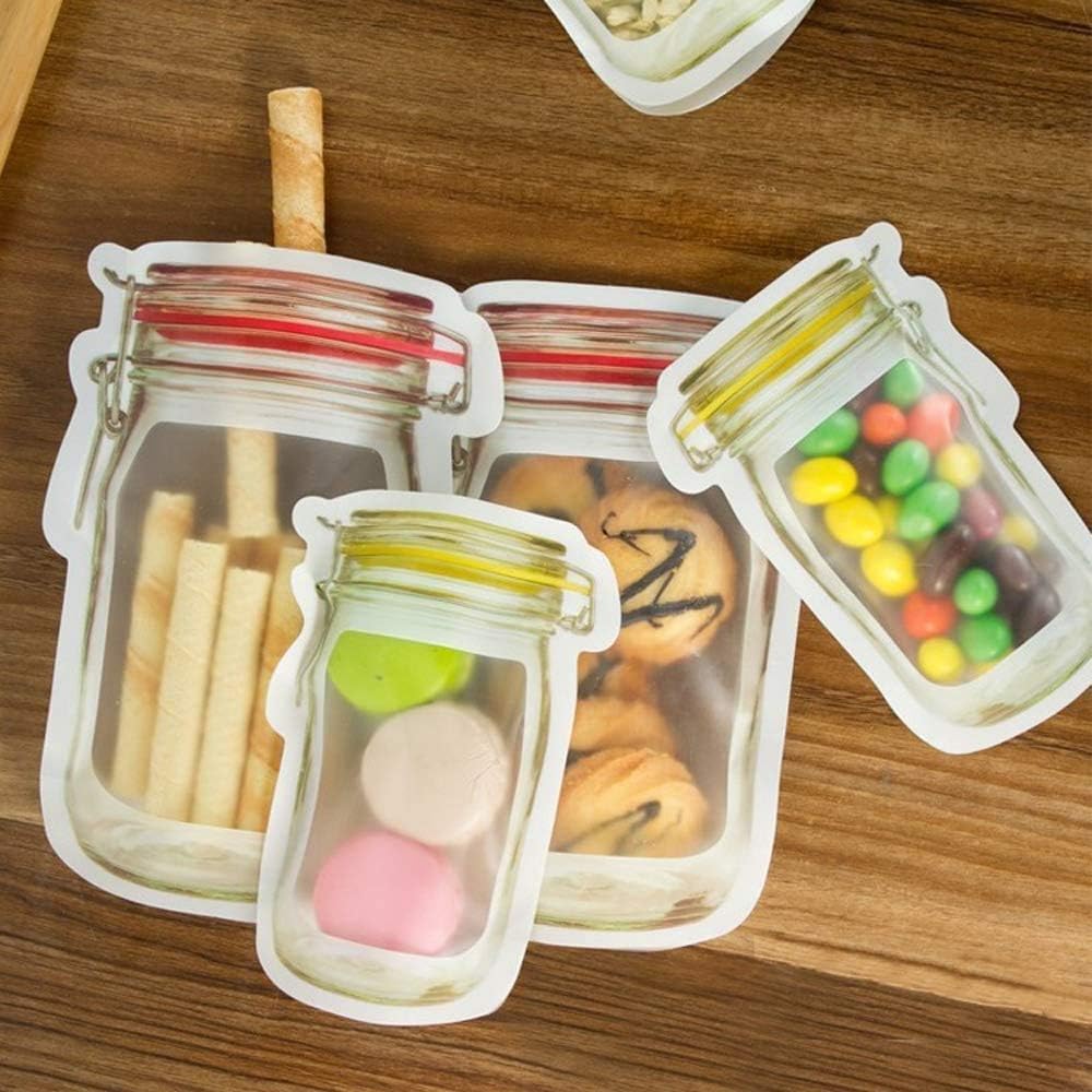 Chhota Safar Mason Jar Travel Snack Bags – Portionable Ziplock Pouches (Pack of 12)