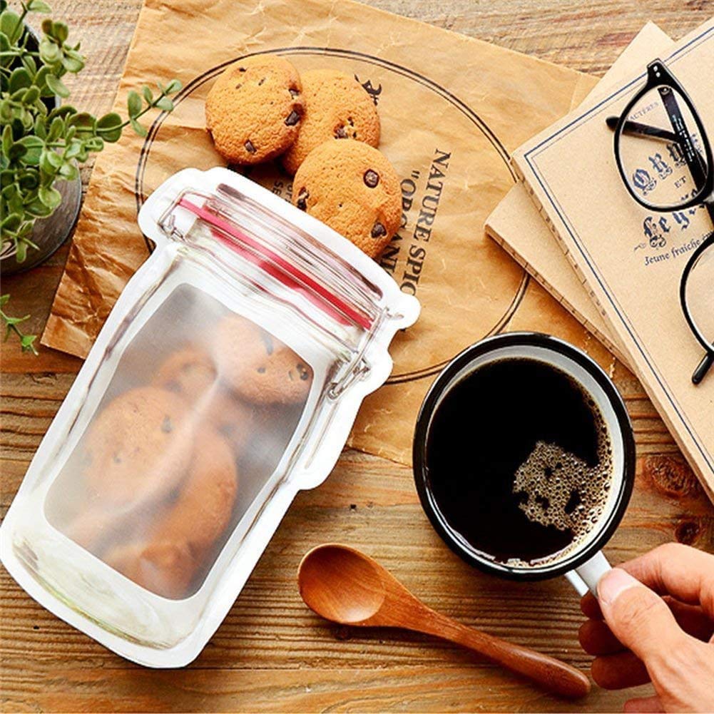 Chhota Safar Mason Jar Travel Snack Bags – Portionable Ziplock Pouches (Pack of 12)