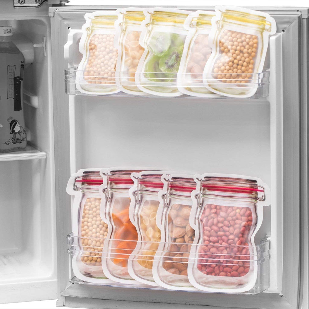 Chhota Safar Mason Jar Travel Snack Bags – Portionable Ziplock Pouches (Pack of 12)